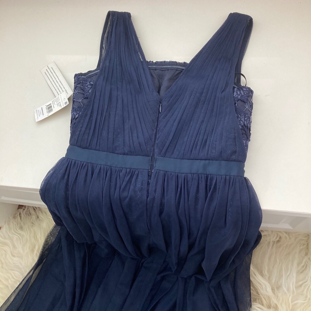 AIDAN MATTOX Womens Navy Sleeveless Below The Knee A-Line Evening Dress - Picture 14 of 14